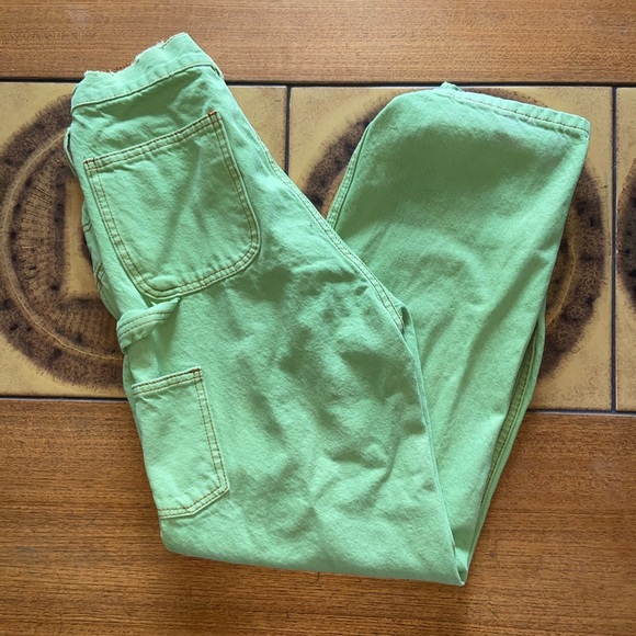 brandy melville lime green ariana painter pants - Picture 4 of 5